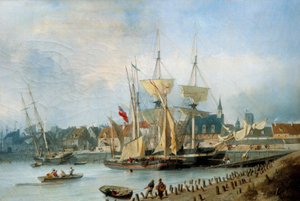 The Entrement of the Port of Dieppe Maleri av Jules Hintz (1805-1862) av Julius Hintz