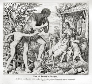Adam og Eva etter deres eksil fra Eden, 1. Mosebok av Julius Schnorr von Carolsfeld