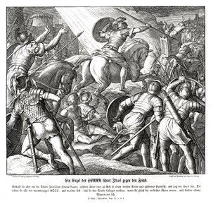En engel leder israelittene, 2 makkabeere av Julius Schnorr von Carolsfeld