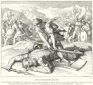 David overvinner Goliat av Julius Schnorr von Carolsfeld