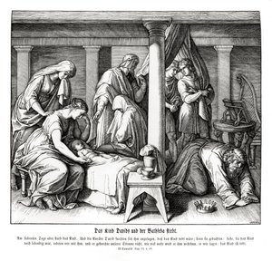 David og Batsebas barn dør, 2. Samuel av Julius Schnorr von Carolsfeld