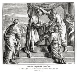David becomes king of Judah, 2 Samuel av Julius Schnorr von Carolsfeld