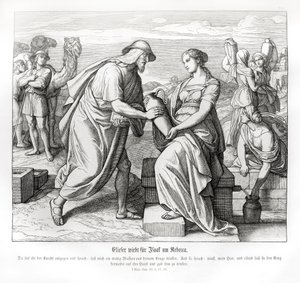 Eliezer og Rebecca ved brønnen, 1. Mosebok av Julius Schnorr von Carolsfeld