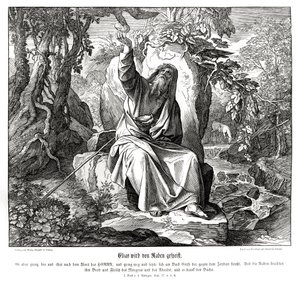 Elias blir matet av ravner av Julius Schnorr von Carolsfeld