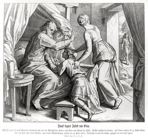 Isak velsigner Jakob i Esaus sted, 1. Mosebok av Julius Schnorr von Carolsfeld