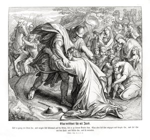 Jakob og Esau er forsonet, 1. Mosebok av Julius Schnorr von Carolsfeld