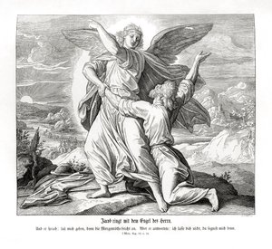 Jakob bryter med engelen, 1. Mosebok av Julius Schnorr von Carolsfeld