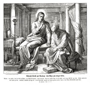 Jesus og Nikodemus, Johannesevangeliet av Julius Schnorr von Carolsfeld