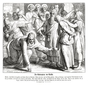 Jesus og den utro kvinnen, Johannesevangeliet av Julius Schnorr von Carolsfeld