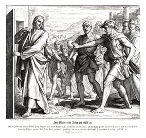 Jesus og de blinde, Matteusevangeliet av Julius Schnorr von Carolsfeld
