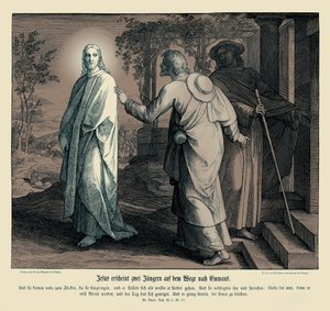 Jesus viser seg for to disipler, Lukasevangeliet av Julius Schnorr von Carolsfeld