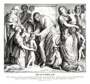 Jesus kaller barna til seg, Markusevangeliet av Julius Schnorr von Carolsfeld