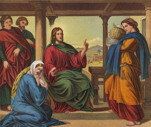 Jesus i Martas hus av Julius Schnorr von Carolsfeld