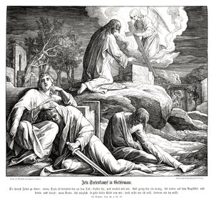 Jesus in the Garden of Gethsemane, Gospel of Matthew av Julius Schnorr von Carolsfeld