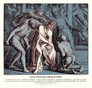 Jesus får en tornekrone, Markusevangeliet av Julius Schnorr von Carolsfeld