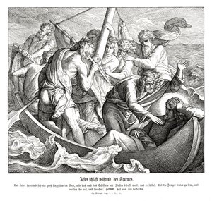 Jesus sover under stormen, Matteusevangeliet av Julius Schnorr von Carolsfeld