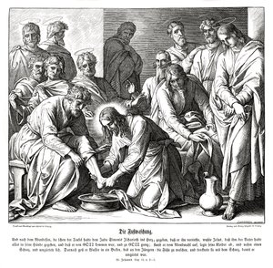 Jesus washes his disciples