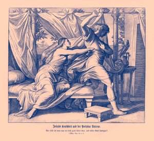 Josef nekter å ligge med Potifar, 1. Mosebok av Julius Schnorr von Carolsfeld
