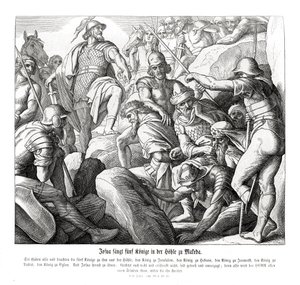 Joshua fanger fem konger ved Makkeda, Joshua av Julius Schnorr von Carolsfeld