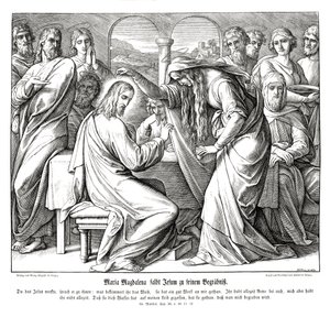 Maria Magdalena salver Jesus, Matteusevangeliet av Julius Schnorr von Carolsfeld