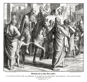 Mordekai blir hedret av kongen, Ester av Julius Schnorr von Carolsfeld