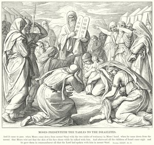Moses presenterer tabellene for israelittene av Julius Schnorr von Carolsfeld