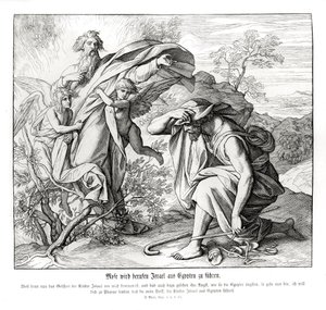 Moses og den brennende busken, Exodus av Julius Schnorr von Carolsfeld