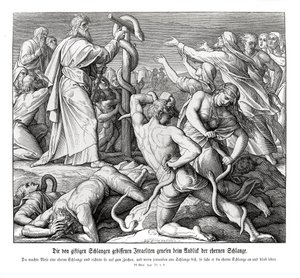 Moses og messingslangen, 4. Mosebok av Julius Schnorr von Carolsfeld