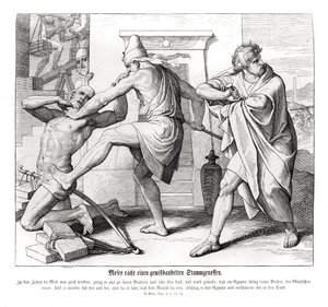 Moses hevner mishandling av sine brødre, Exodus av Julius Schnorr von Carolsfeld