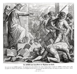 Moses straffer folket for deres avgudsdyrkelse, Exodus av Julius Schnorr von Carolsfeld