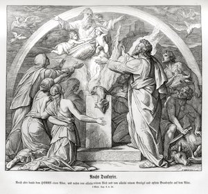 Noahs takkeoffer etter flommen, 1. Mosebok av Julius Schnorr von Carolsfeld