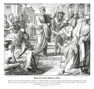 Paulus forkynner i Athen, Apostlenes gjerninger av Julius Schnorr von Carolsfeld