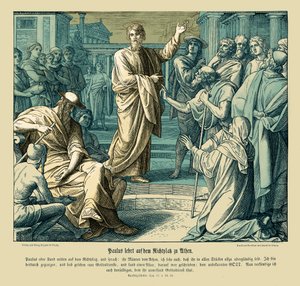 Paulus forkynner i Athen, Apostlenes gjerninger av Julius Schnorr von Carolsfeld