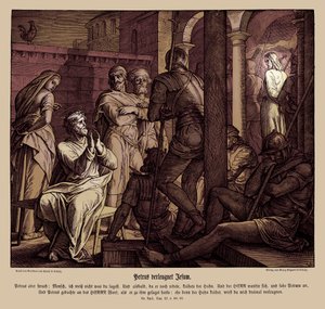 Peter fornekter Jesus, Lukasevangeliet av Julius Schnorr von Carolsfeld