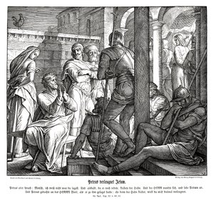 Peter fornekter Jesus, Lukasevangeliet av Julius Schnorr von Carolsfeld