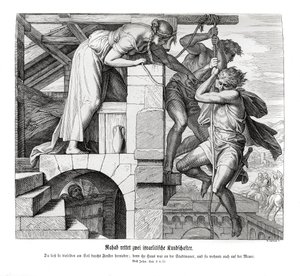 Rahab redder to israelittiske menn, Joshua av Julius Schnorr von Carolsfeld