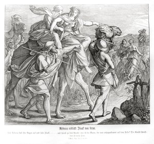 Rebecca sees Isaac from afar, Genesis av Julius Schnorr von Carolsfeld