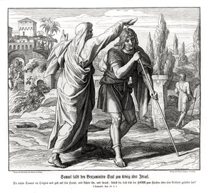 Samuel salver Saul til Israels konge av Julius Schnorr von Carolsfeld