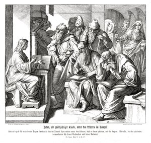 The child Jesus in the temple, Gospel of Luke av Julius Schnorr von Carolsfeld