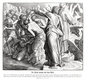 Straffen til Korah, 4. Mosebok av Julius Schnorr von Carolsfeld