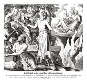 Den rike mannen og tiggeren Lasarus, Lukasevangeliet av Julius Schnorr von Carolsfeld