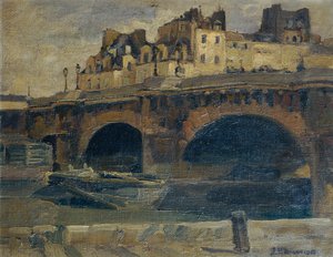 Parisisk landskap med Pont Neuf av Julius Ullmann