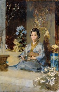 Japansk kvinne i et rom