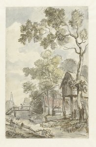 Design for tapetmaling med et nederlandsk landskap av Jurriaan Andriessen