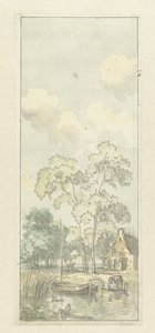 Design for tapetmaling med et nederlandsk landskap av Jurriaan Andriessen