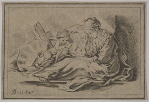 Mor med to barn, 1700-tallet. av Jurriaan Cootwijk
