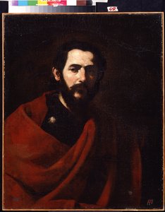Apostelen Saint James the Greater (apostelen Saint James the Great). Portrett av Jacques de Zebedee, en av Kristi tolv disipler. Maleri av Jose de Ribera kalt il Spagnoletto ""spanjolen"" (1591-1652). Olje på lerret. Spansk kunst, barokkstil. R av Jusepe de Ribera