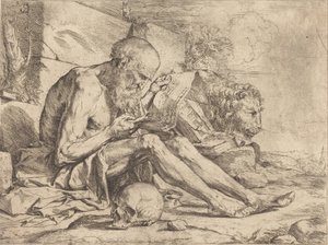 Saint Jerome Reading av Jusepe de Ribera