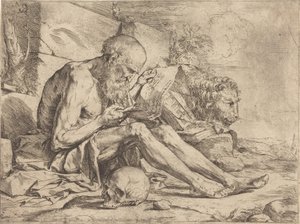Den hellige Hieronymus leser av Jusepe de Ribera