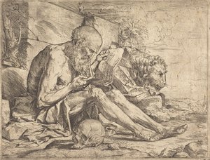 Den hellige Hieronymus leser av Jusepe de Ribera